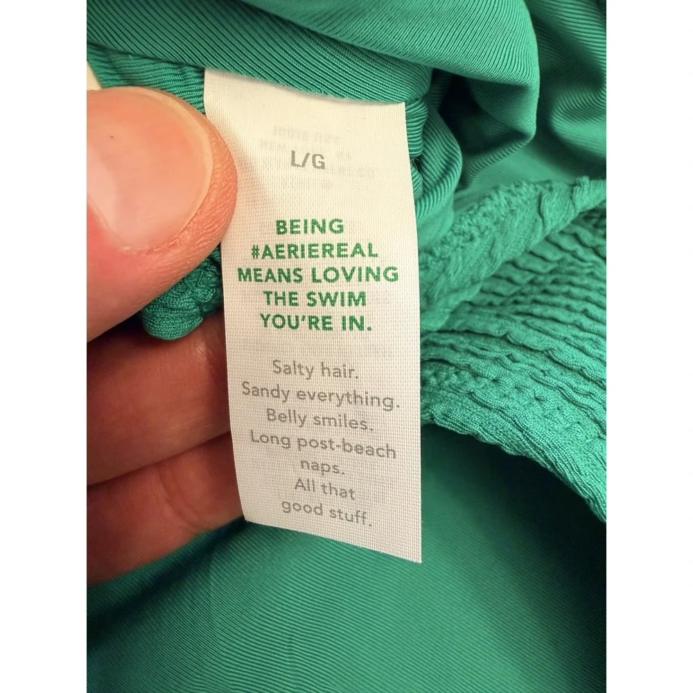 NWT Aerie L Crinkle Birthday Scoop Cheekiest One Piece Jelly Bean Green Swimsuit